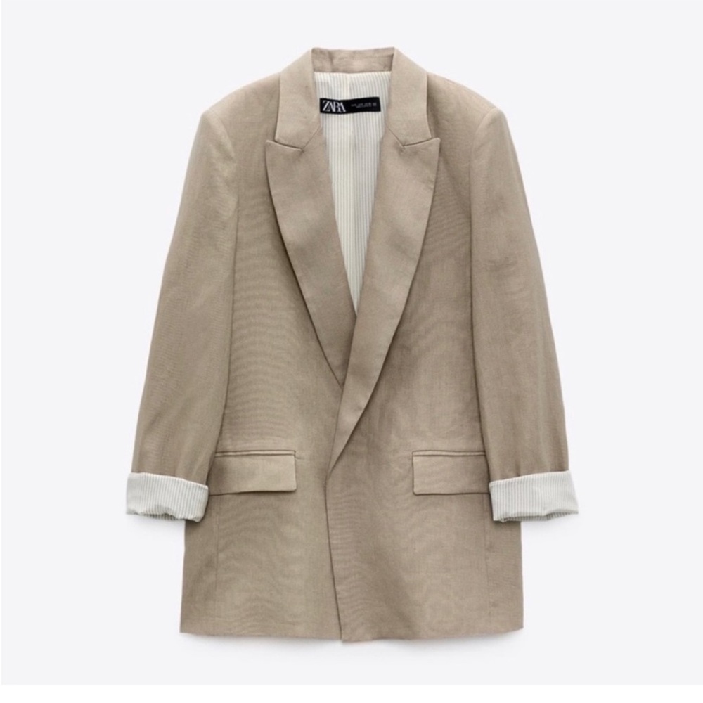 Zara Beige linen effect blazer